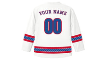 Load image into Gallery viewer, Leif Erikson Day Original Hockey Jersey in White, back view with your name and number