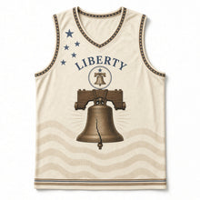 Load image into Gallery viewer, Liberty Bell Heritage Original Basketball Jersey in Colonial Cream, front view – custom name and number