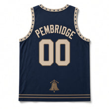 Load image into Gallery viewer, Liberty Bell Heritage Original Basketball Jersey in Faded Navy, back view with your name and number