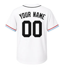 Load image into Gallery viewer, Lighthouse Lens Milwaukee Baseball Jersey in Breakwater White, back view with your name and number – custom block name and number with beam-pattern sleeves