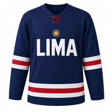Load image into Gallery viewer, Lima Original Hockey Jersey in Navy, front view – custom name and number