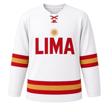 Load image into Gallery viewer, Lima Original Hockey Jersey in White, front view – custom name and number