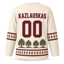 Load image into Gallery viewer, Lithuania Hill of Oaks Original Hockey Jersey in Linen Cream, back view with your name and number