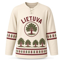 Load image into Gallery viewer, Lithuania Hill of Oaks Original Hockey Jersey in Linen Cream, front view – custom name and number