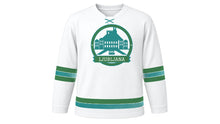 Load image into Gallery viewer, Ljubljana Original Hockey Jersey in Alpine White, front view – custom name and number