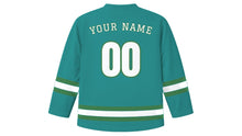 Load image into Gallery viewer, Ljubljana Original Hockey Jersey in River Teal, back view with your name and number