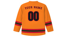 Load image into Gallery viewer, Lohri Original Hockey Jersey in Orange, back view with your name and number