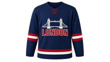 Load image into Gallery viewer, London Original Hockey Jersey in Navy, front view – custom name and number
