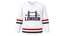 Load image into Gallery viewer, London Original Hockey Jersey in White, front view – custom name and number
