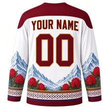 Load image into Gallery viewer, Losoong Original Hockey Jersey in Snow White, back view with custom YOUR NAME and 00