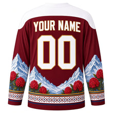 Load image into Gallery viewer, Losoong Original Hockey Jersey in Monastery Maroon, back view with custom YOUR NAME and 00