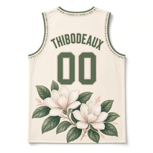 Load image into Gallery viewer, Louisiana Magnolia Bloom Original Basketball Jersey in Magnolia Cream, back view with your name and number