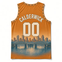 Load image into Gallery viewer, Louisville River Bridges Original Basketball Jersey in Bourbon Amber, back view with your name and number