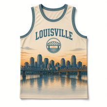 Load image into Gallery viewer, Louisville River Bridges Original Basketball Jersey in Limestone Cream, front view – custom name and number