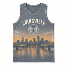 Load image into Gallery viewer, Louisville River Bridges Original Basketball Jersey in Twilight Slate, front view – custom name and number