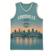 Load image into Gallery viewer, Louisville River Bridges Original Basketball Jersey in River Teal, front view – custom name and number