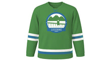 Load image into Gallery viewer, Lucerne Original Hockey Jersey in Alpine Meadow Green, front view – custom name and number