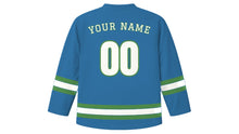 Load image into Gallery viewer, Lucerne Original Hockey Jersey in Lake Lucerne Blue, back view with your name and number