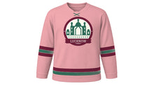 Load image into Gallery viewer, Lucknow Original Hockey Jersey in Rose Water Pink, front view – custom name and number
