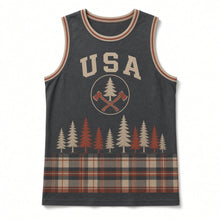 Load image into Gallery viewer, Lumberjack Plaid Original Basketball Jersey in Timber Charcoal, front view – custom name and number