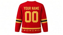 Load image into Gallery viewer, Lunar New Year Original Hockey Jersey in Red, back view with your name and number