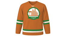 Load image into Gallery viewer, Lusaka Original Hockey Jersey in Copper Orange, front view – custom name and number
