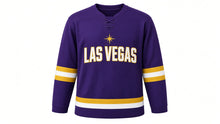 Load image into Gallery viewer, Las Vegas Original Hockey Jersey in Purple, front view – custom name and number