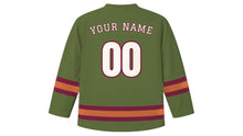 Load image into Gallery viewer, Lyon Original Hockey Jersey in Beaujolais Olive, back view with your name and number