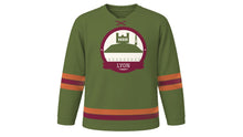 Load image into Gallery viewer, Lyon Original Hockey Jersey in Beaujolais Olive, front view – custom name and number