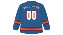 Load image into Gallery viewer, Lyon Original Hockey Jersey in Rhone Blue, back view with your name and number