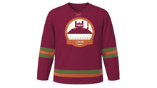 Load image into Gallery viewer, Lyon Original Hockey Jersey in Silk Burgundy, front view – custom name and number