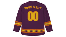 Load image into Gallery viewer, Mabon Original Hockey Jersey in Deep Plum, back view with your name and number
