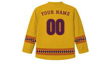Load image into Gallery viewer, Mabon Original Hockey Jersey in Gold, back view with your name and number