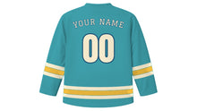Load image into Gallery viewer, Macau Original Hockey Jersey in Lagoon Teal, back view with your name and number