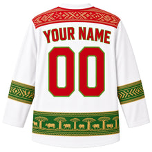 Load image into Gallery viewer, Madagascar Original Hockey Jersey in Lamba White, back view with your name and number – ornate lamba-weave yoke and matching detailed sleeve and hem bands