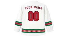 Load image into Gallery viewer, Madaraka Day Original Hockey Jersey in White, back view with your name and number