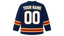 Load image into Gallery viewer, Madrid Original Hockey Jersey in Navy, back view with your name and number