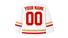 Load image into Gallery viewer, Madrid Original Hockey Jersey in White, back view with your name and number