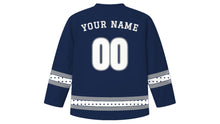 Load image into Gallery viewer, Maha Shivaratri Original Hockey Jersey in Midnight Blue, back view with your name and number