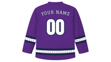 Load image into Gallery viewer, Maha Shivaratri Original Hockey Jersey in Purple, back view with your name and number