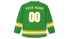 Load image into Gallery viewer, Mahavir Jayanti Original Hockey Jersey in Leaf Green, back view with your name and number