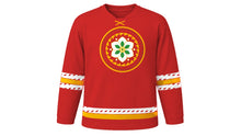 Load image into Gallery viewer, Mahavir Jayanti Original Hockey Jersey in Red, front view – custom name and number