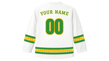 Load image into Gallery viewer, Mahavir Jayanti Original Hockey Jersey in White, back view with your name and number