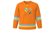 Load image into Gallery viewer, Makar Sankranti Original Hockey Jersey in Orange, front view – custom name and number