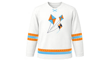 Load image into Gallery viewer, Makar Sankranti Original Hockey Jersey in White, front view – custom name and number