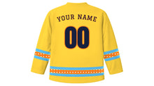 Load image into Gallery viewer, Makar Sankranti Original Hockey Jersey in Yellow, back view with your name and number