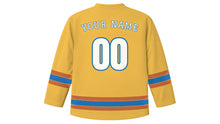 Load image into Gallery viewer, Malaga Original Hockey Jersey in Sunshine Gold, back view with your name and number