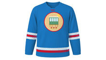 Load image into Gallery viewer, Malta Independence Day Original Hockey Jersey in Mediterranean Blue, front view – custom name and number