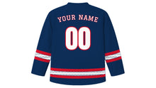 Load image into Gallery viewer, Malta Independence Day Original Hockey Jersey in Navy, back view with your name and number