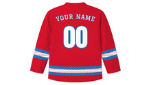 Load image into Gallery viewer, Malta Independence Day Original Hockey Jersey in Red, back view with your name and number